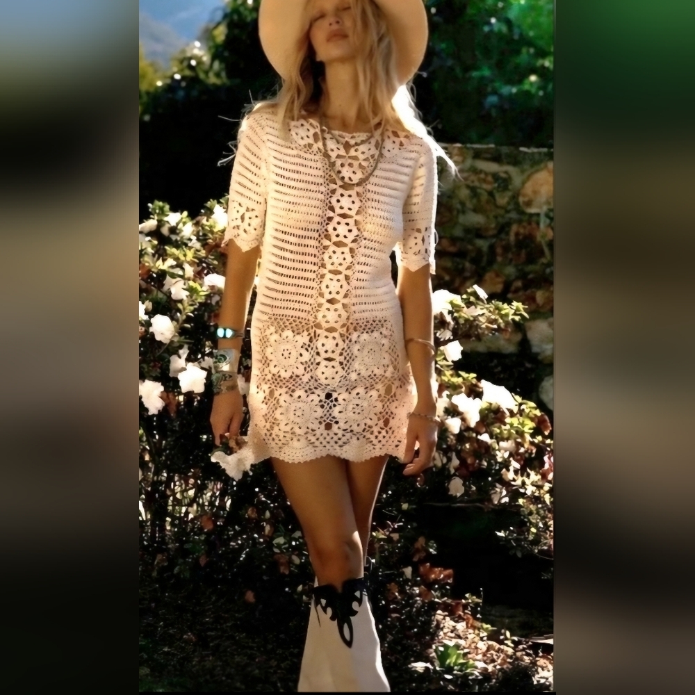 Chasing Unicorns She's Leaving Home Crochet Mini Dress